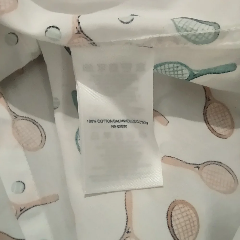 Lands' End Tennis Racket Print No Iron Supima Blouse - Picture 6 of 8
